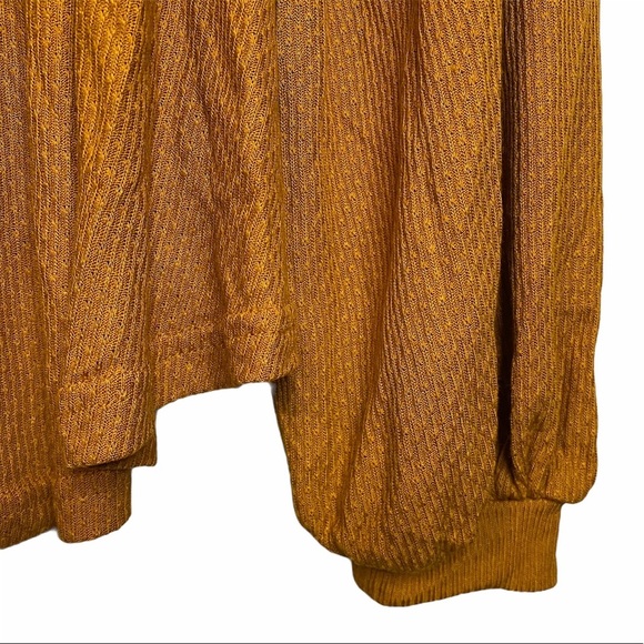 Free People Devin Knit Bishop Sleeve Yellow Scoop Neck Top XS Extra Small - Picture 11 of 13